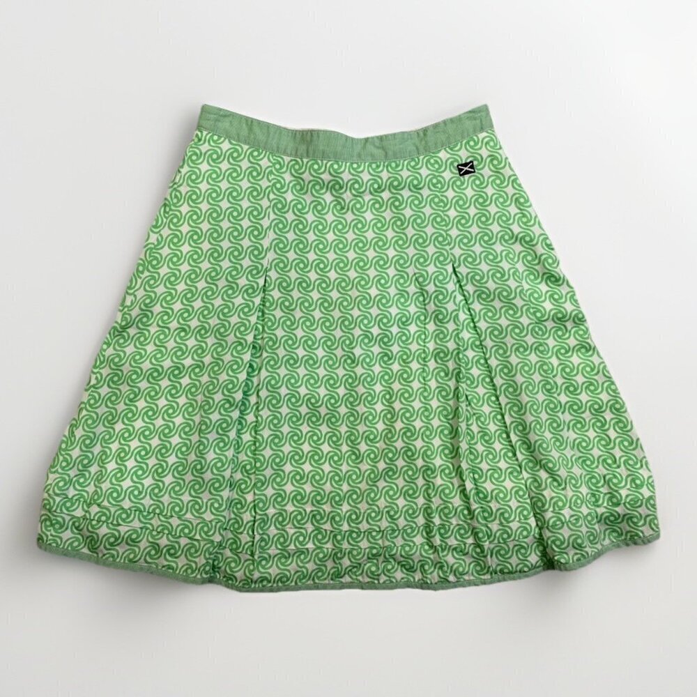 Scapa Sports Girls Pleated Skirt Size 12 Green White Lined Side Zipper GUC